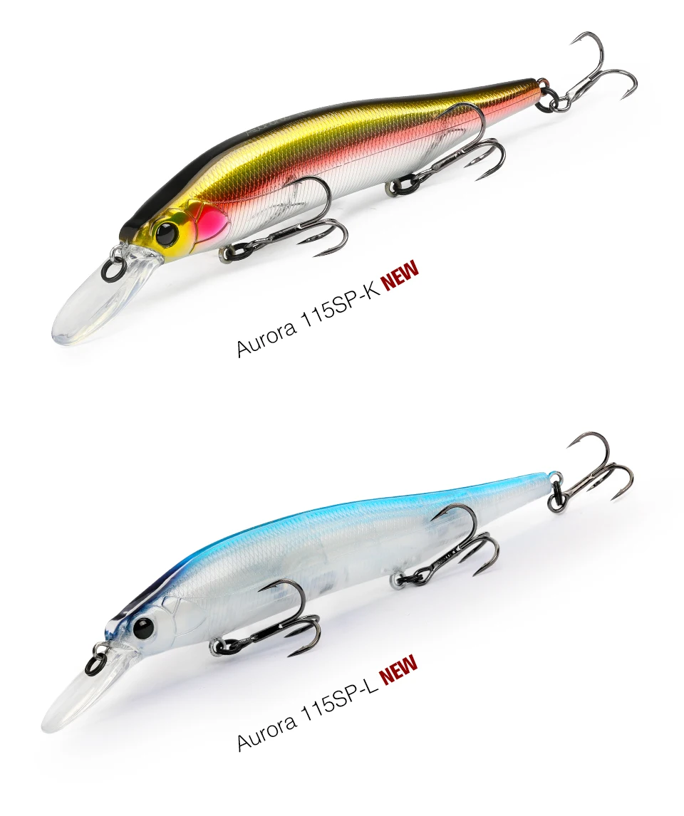 TSURINOYA 115SP Suspending Minnow Jerkbait AURORA 115mm 17.2g Artificial Weight System Hard Baits Long Casting Wobbler