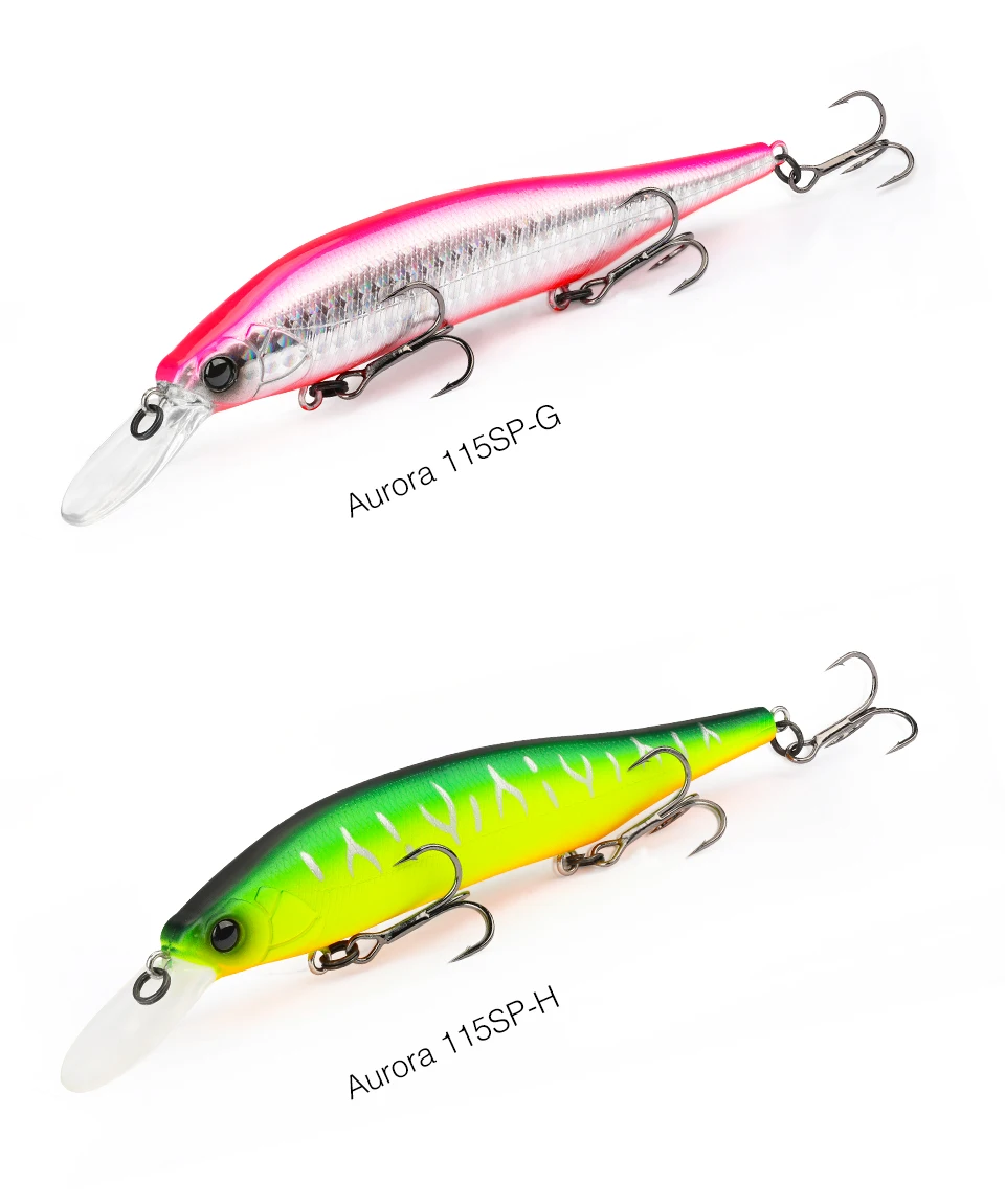 TSURINOYA 115SP Suspending Minnow Jerkbait AURORA 115mm 17.2g Artificial Weight System Hard Baits Long Casting Wobbler