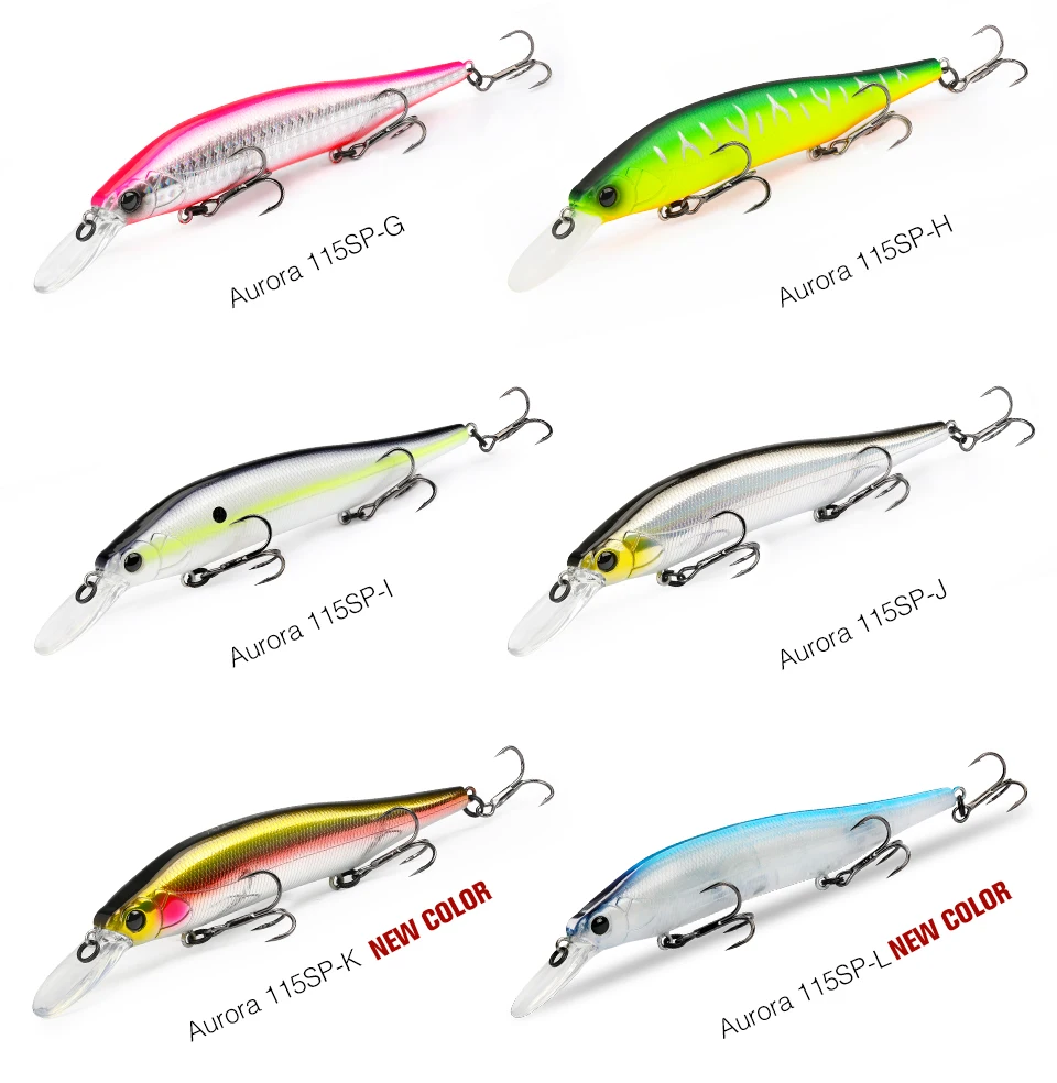 TSURINOYA 115SP Suspending Minnow Jerkbait AURORA 115mm 17.2g Artificial Weight System Hard Baits Long Casting Wobbler