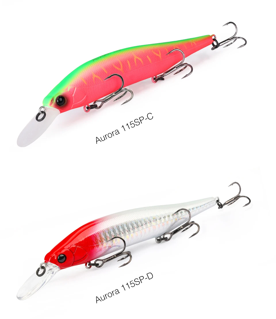TSURINOYA 115SP Suspending Minnow Jerkbait AURORA 115mm 17.2g Artificial Weight System Hard Baits Long Casting Wobbler