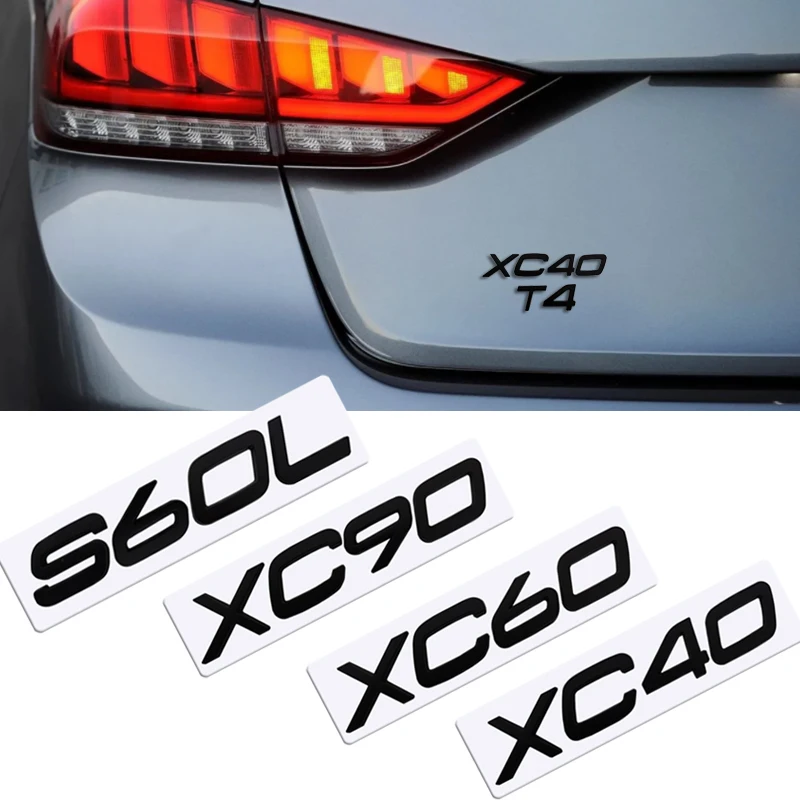 Metal 3D Badge Logo Car Rear Trunk Body Sticker Emblem For Volvo xc40 xc60 xc90 S60L T4 T5 T6 T8 AWD Accessories