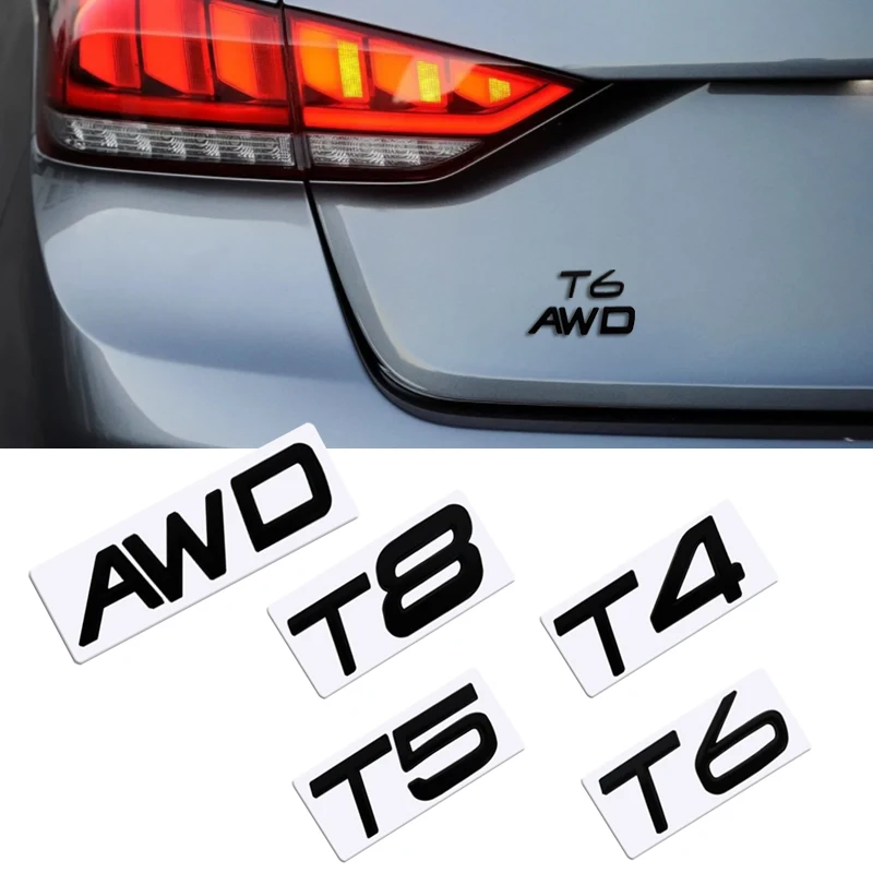 Metal 3D Badge Logo Car Rear Trunk Body Sticker Emblem For Volvo xc40 xc60 xc90 S60L T4 T5 T6 T8 AWD Accessories