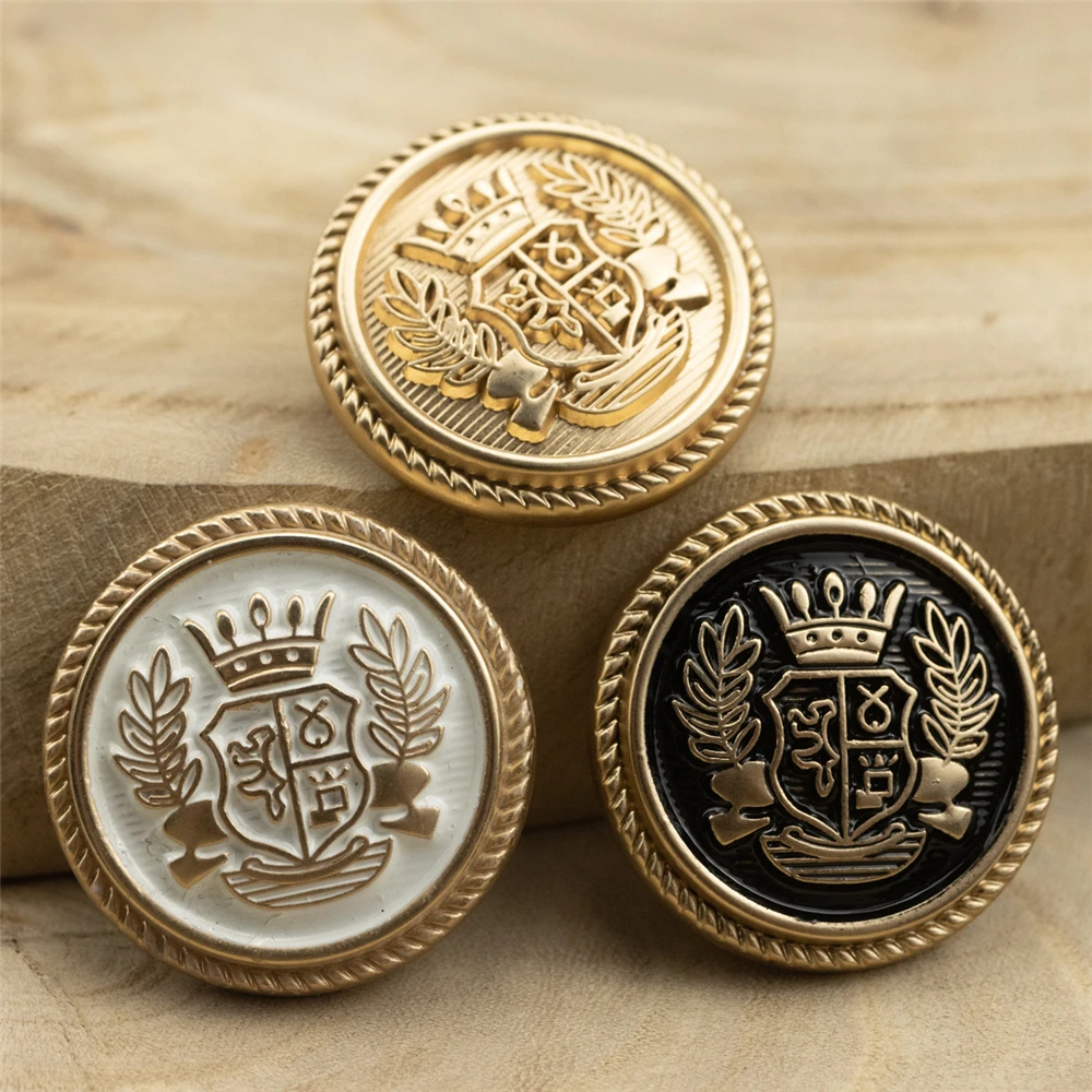 10pcs British College Style Suit Buttons Crown Pattern Golden Coat Jacket Buttons Sewing Accessories Handmade DIY Shirt Buttons