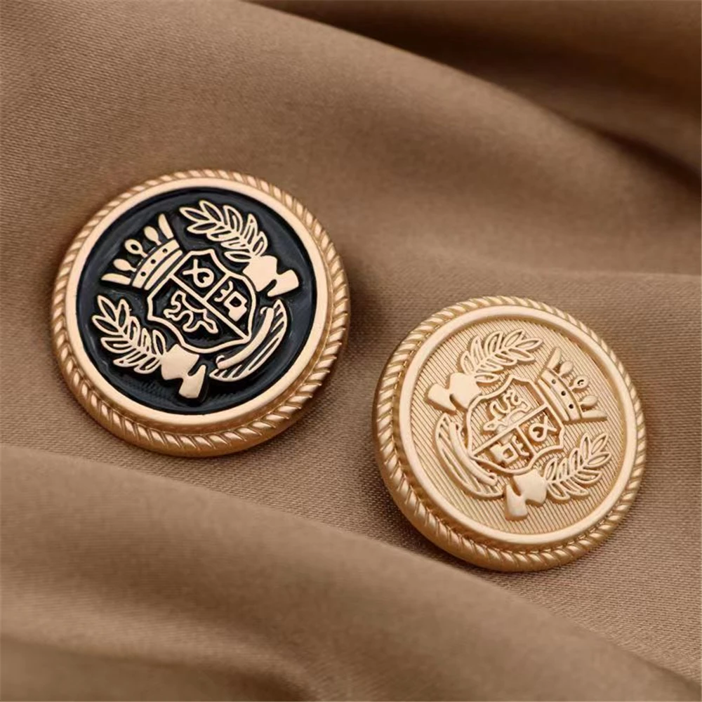 10pcs British College Style Suit Buttons Crown Pattern Golden Coat Jacket Buttons Sewing Accessories Handmade DIY Shirt Buttons