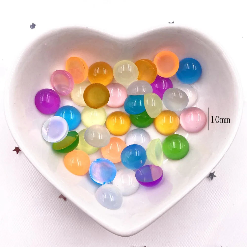 New 60pcs 10mm Round Colorful Beautiful Resin Cat's eye Gems Flatback Rhinestone Appliques DIY Wedding Scrapbook Craft SG10