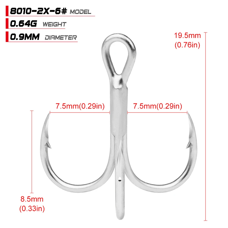 PROBEROS 10Pcs/lot Saltwater Fishing Hooks Treble Hooks 1#-2#-4#-6#-8#-10#-12#-14#-1/0#-2/0#-3/0# High-Carbon Steel Fishhooks