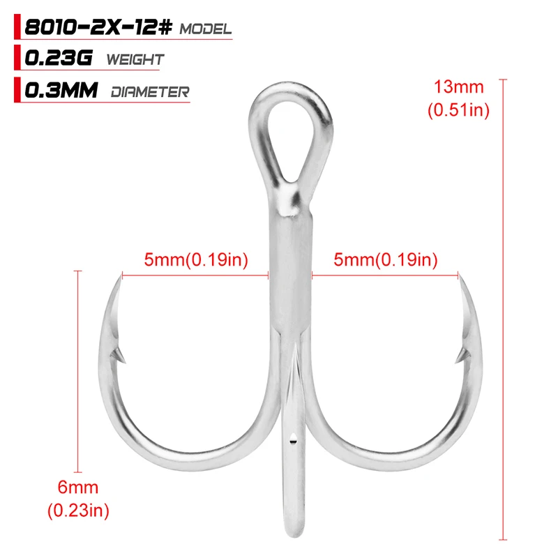 PROBEROS 10Pcs/lot Saltwater Fishing Hooks Treble Hooks 1#-2#-4#-6#-8#-10#-12#-14#-1/0#-2/0#-3/0# High-Carbon Steel Fishhooks