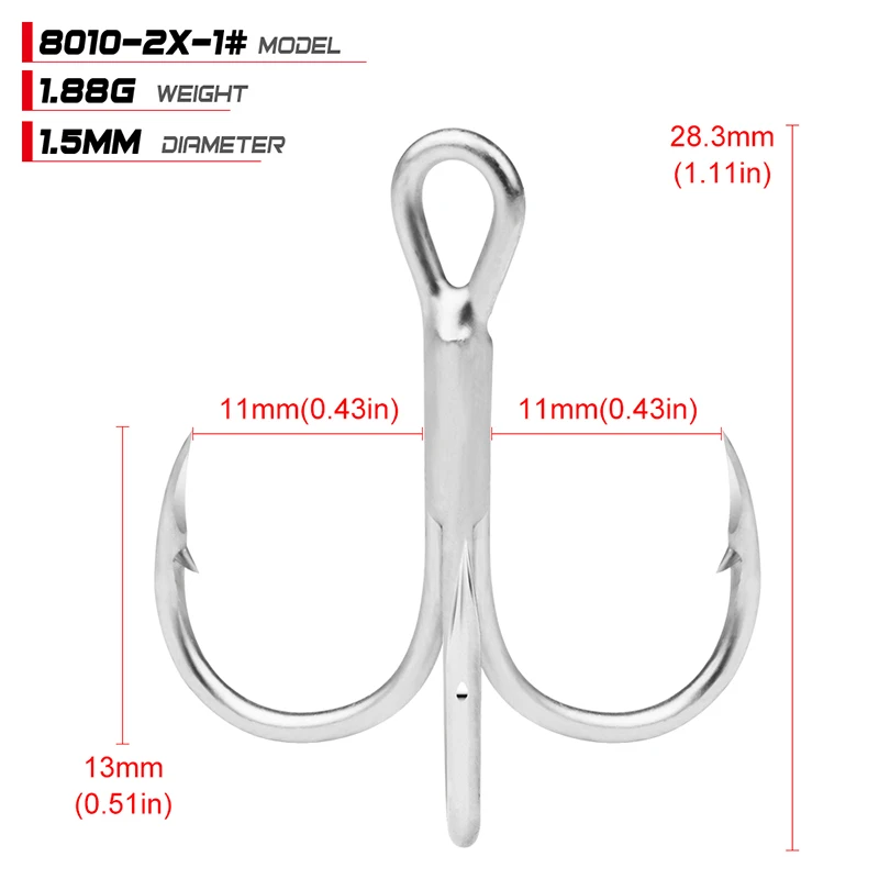 PROBEROS 10Pcs/lot Saltwater Fishing Hooks Treble Hooks 1#-2#-4#-6#-8#-10#-12#-14#-1/0#-2/0#-3/0# High-Carbon Steel Fishhooks