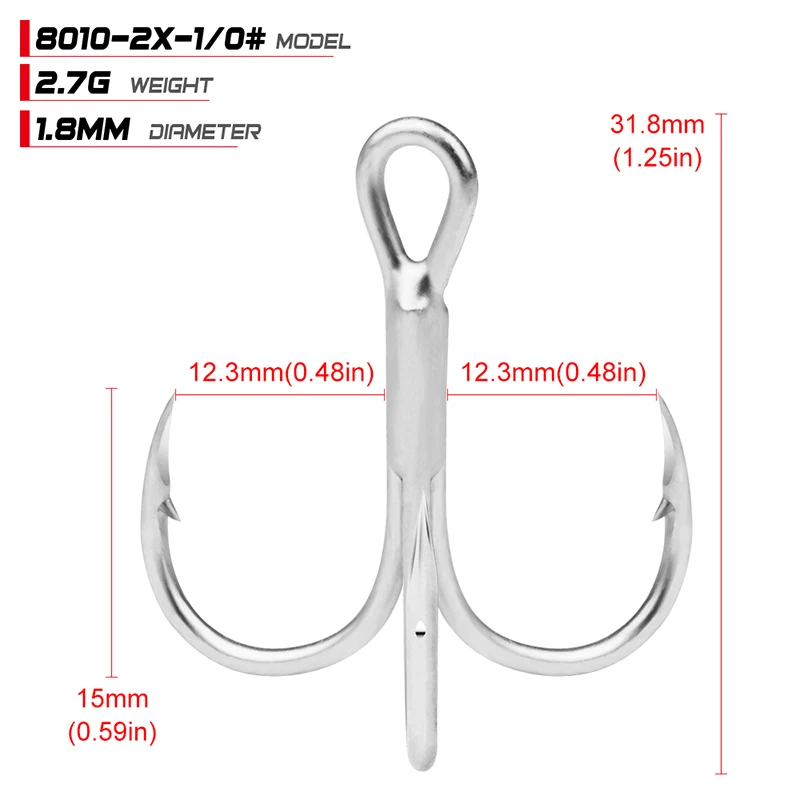PROBEROS 10Pcs/lot Saltwater Fishing Hooks Treble Hooks 1#-2#-4#-6#-8#-10#-12#-14#-1/0#-2/0#-3/0# High-Carbon Steel Fishhooks
