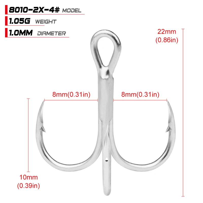 PROBEROS 10Pcs/lot Saltwater Fishing Hooks Treble Hooks 1#-2#-4#-6#-8#-10#-12#-14#-1/0#-2/0#-3/0# High-Carbon Steel Fishhooks