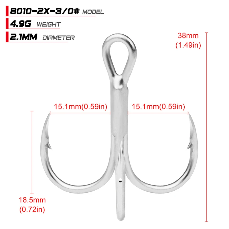 PROBEROS 10Pcs/lot Saltwater Fishing Hooks Treble Hooks 1#-2#-4#-6#-8#-10#-12#-14#-1/0#-2/0#-3/0# High-Carbon Steel Fishhooks
