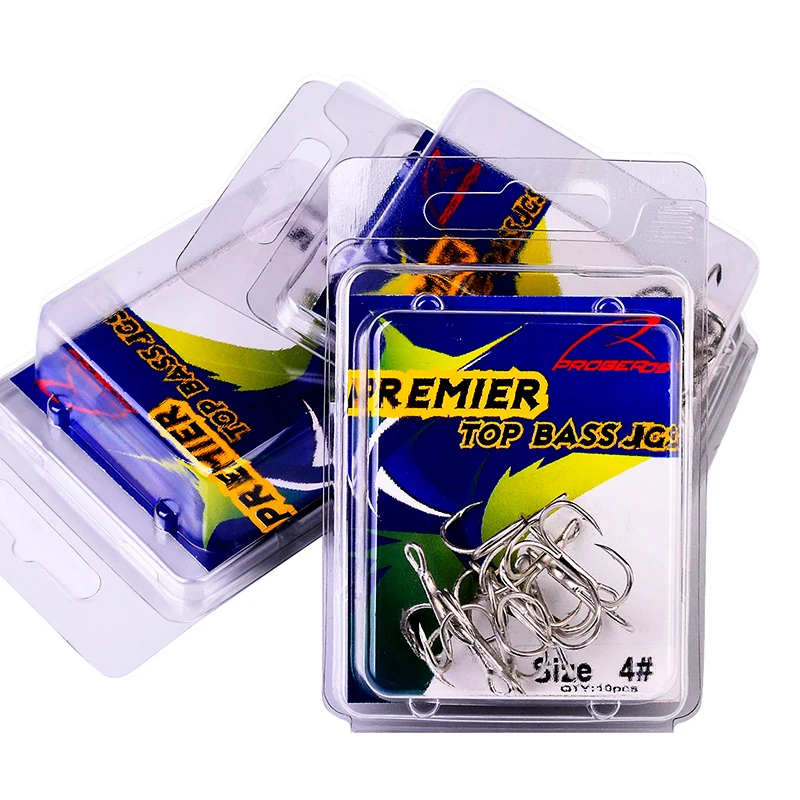 PROBEROS 10Pcs/lot Saltwater Fishing Hooks Treble Hooks 1#-2#-4#-6#-8#-10#-12#-14#-1/0#-2/0#-3/0# High-Carbon Steel Fishhooks