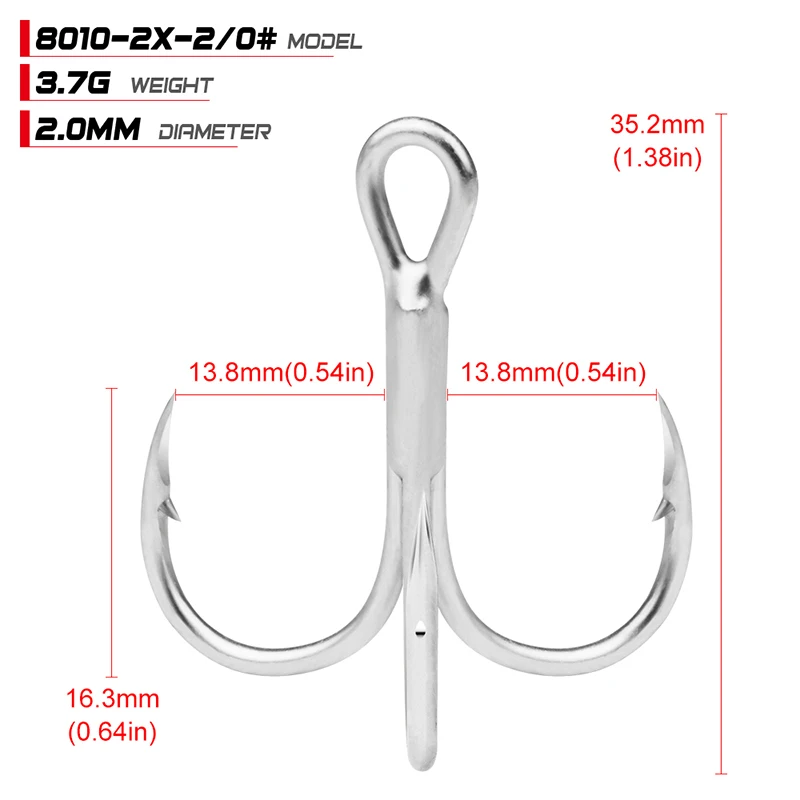 PROBEROS 10Pcs/lot Saltwater Fishing Hooks Treble Hooks 1#-2#-4#-6#-8#-10#-12#-14#-1/0#-2/0#-3/0# High-Carbon Steel Fishhooks