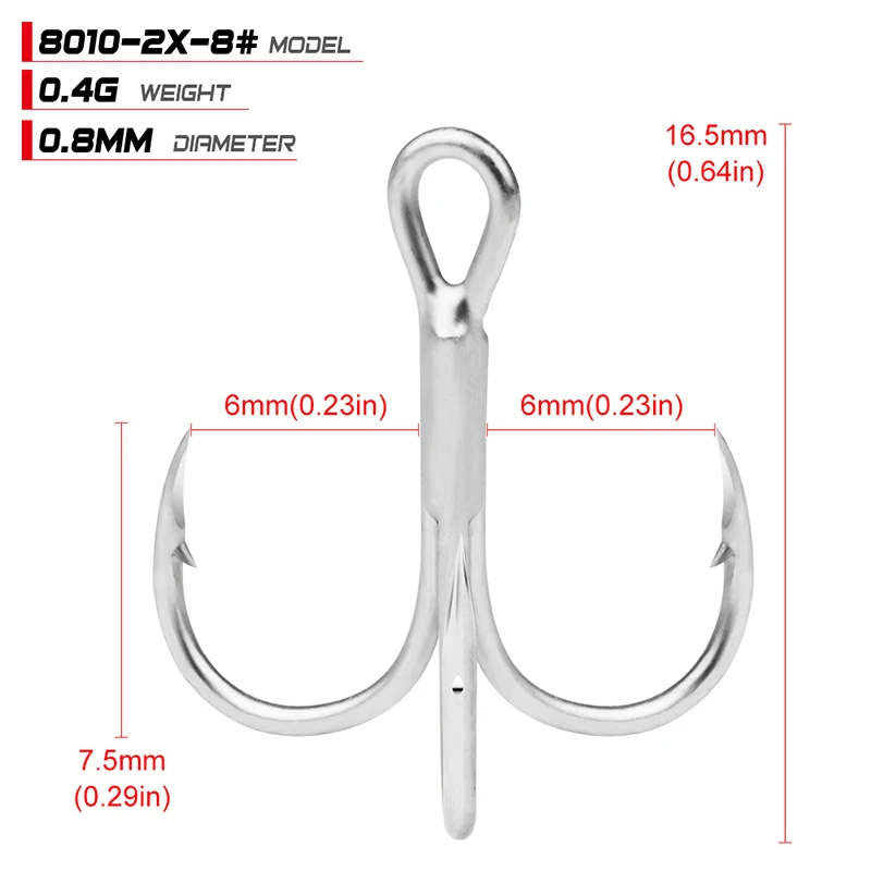 PROBEROS 10Pcs/lot Saltwater Fishing Hooks Treble Hooks 1#-2#-4#-6#-8#-10#-12#-14#-1/0#-2/0#-3/0# High-Carbon Steel Fishhooks