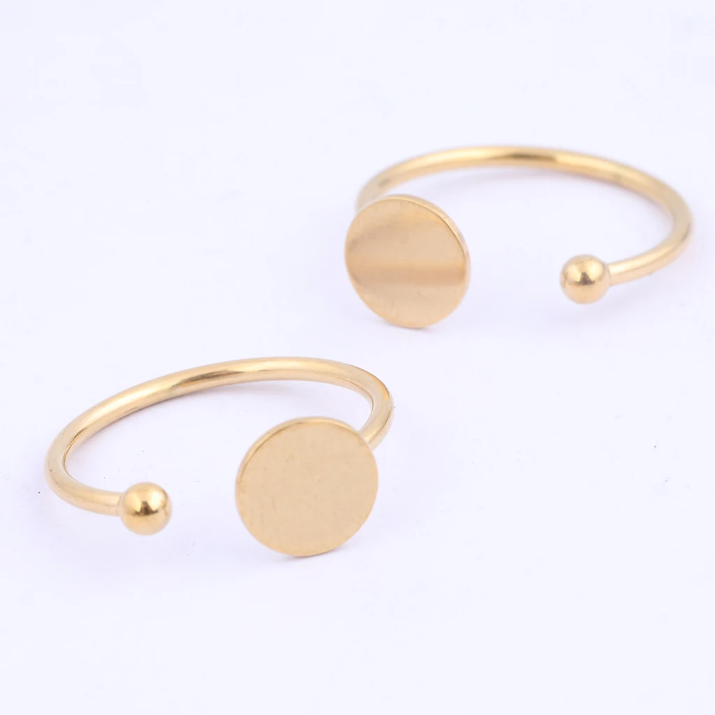 10pcs Stainless Steel Ring Bezel Blanks Gold Plated Finger Ring Base Setting Diy Jewelry Accessories