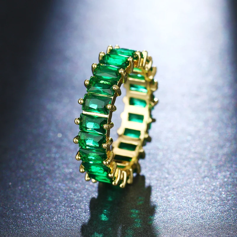Luxury Cubic Zirconia Rings For Women Fashion Red Blue Copper Plated Finger Rings Zircon Statement Wholesale Bulk Jewelry 2021