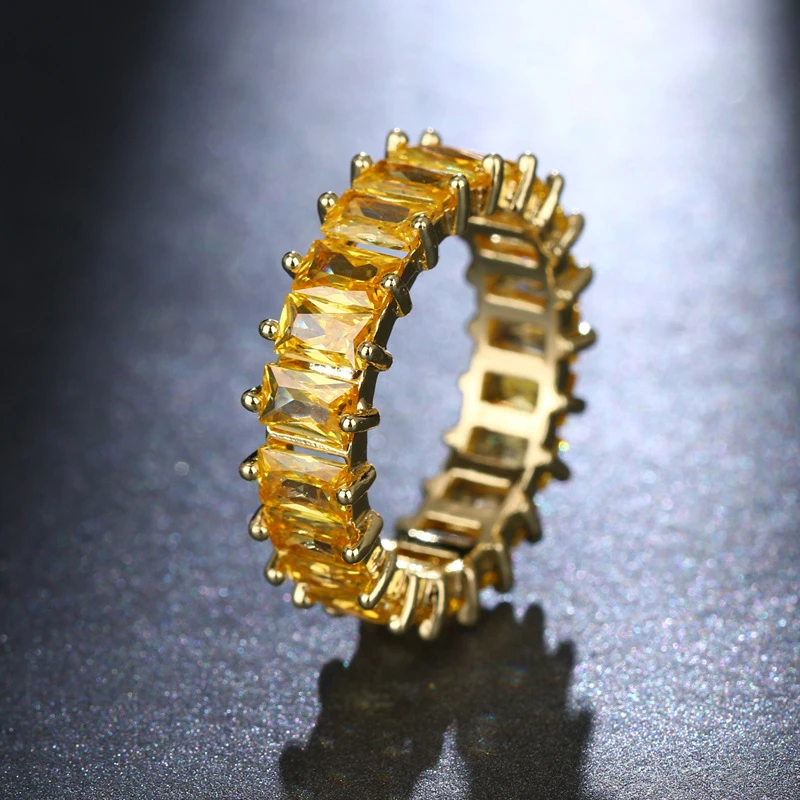 Luxury Cubic Zirconia Rings For Women Fashion Red Blue Copper Plated Finger Rings Zircon Statement Wholesale Bulk Jewelry 2021