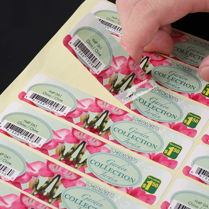 Customized Rectangle Orange Packing Sticker Coated Paper Barcode Adhesive Labels Printing Self Seal Package Labels Matte