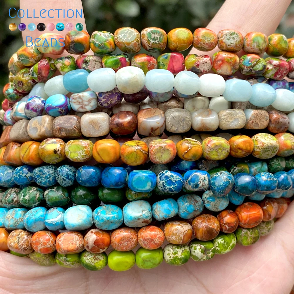 5x5x7mm Natural Stone Sea Sediment Jaspers Flat Irregular Turquoises Loose Beads For Jewelry Making DIY Bracelet Accessories