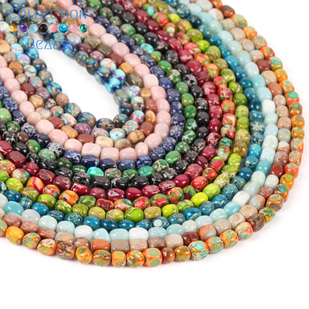5x5x7mm Natural Stone Sea Sediment Jaspers Flat Irregular Turquoises Loose Beads For Jewelry Making DIY Bracelet Accessories