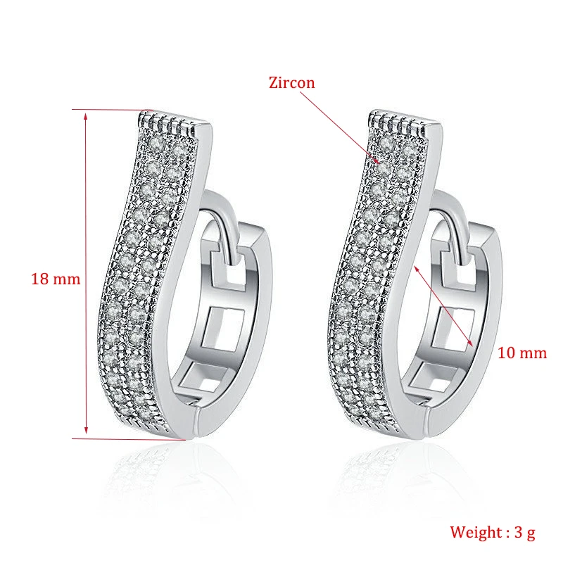 New Fashion Geometric Hoop Earrings For Women Two Row Crystal Zircon Stone Paved Tiny Huggies Female Trendy Earring Accessories