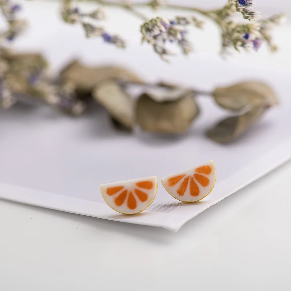 Quarter watermelon cute cartoon fruit Ceramic Earrings Fashion Gift Ear Studs Jewelry Wholesale For Women Girl #LY536