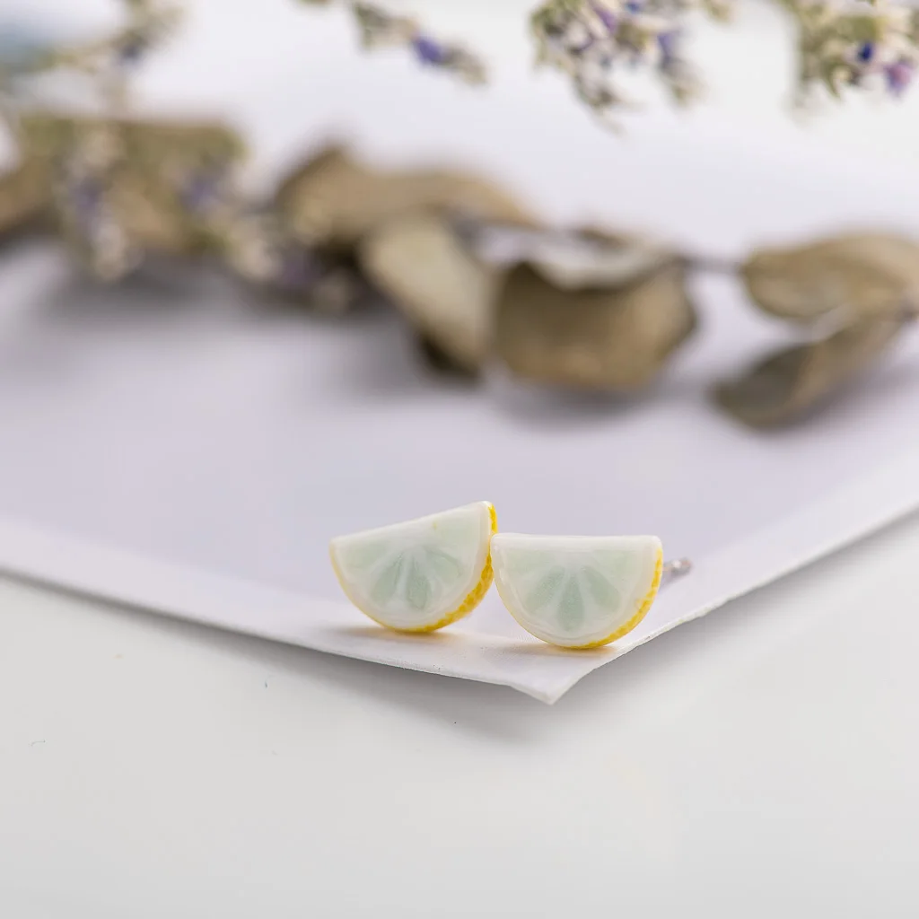Quarter watermelon cute cartoon fruit Ceramic Earrings Fashion Gift Ear Studs Jewelry Wholesale For Women Girl #LY536