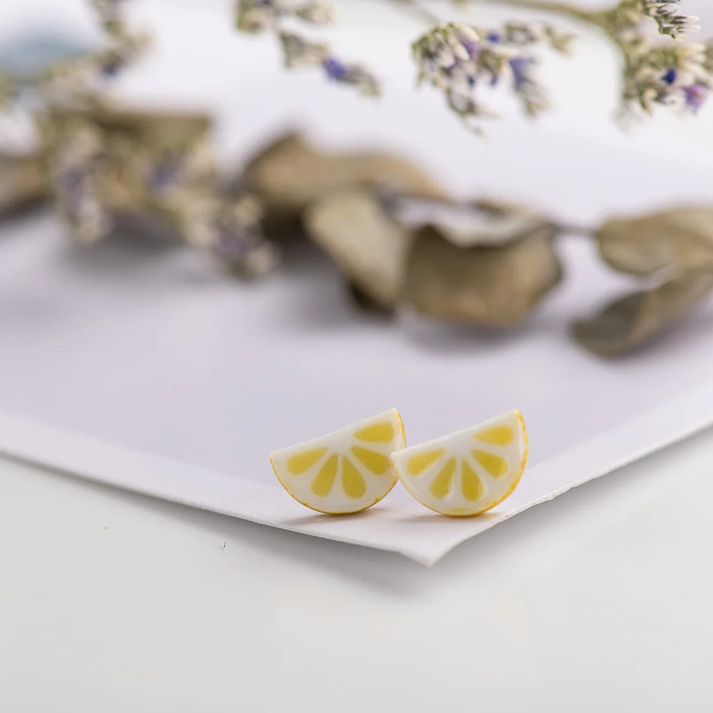 Quarter watermelon cute cartoon fruit Ceramic Earrings Fashion Gift Ear Studs Jewelry Wholesale For Women Girl #LY536