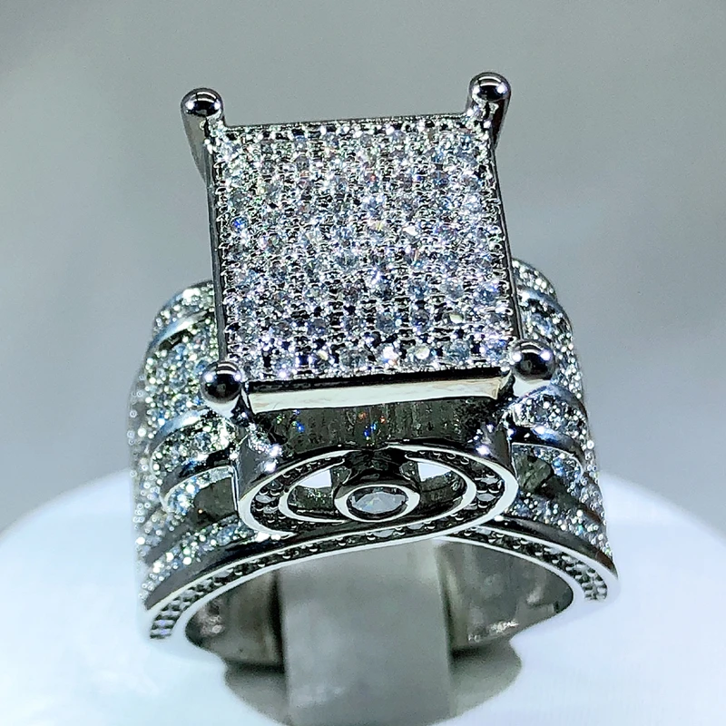 925 sterling silver high quality white zircon diamond ring geometric three-dimensional diversified ring suitable for couple