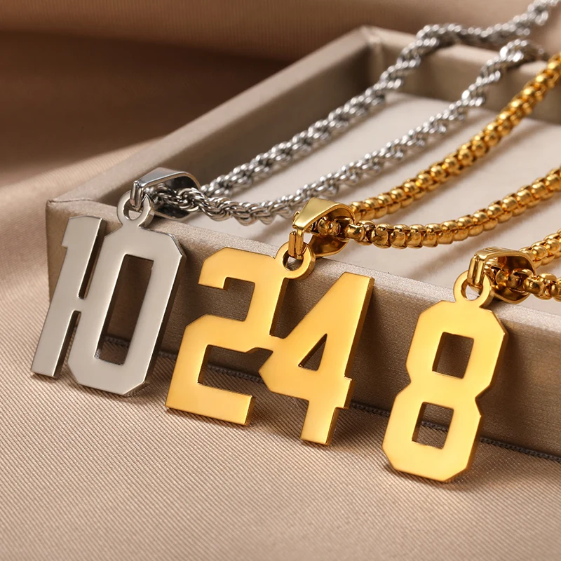 Custom Basketball Baseball Numeral Necklaces For Men Women Personalized Stainless Steel Jewelry Sportsmanship Gift For Boyfriend