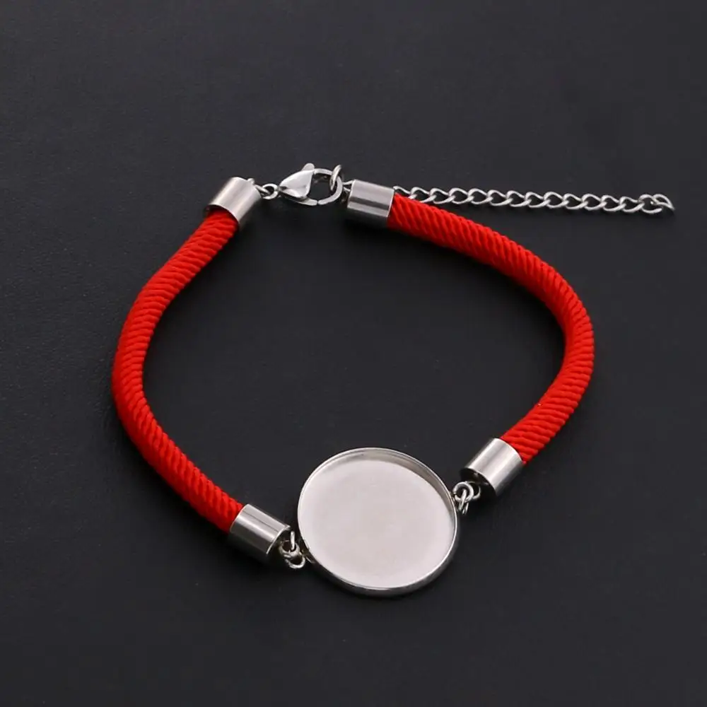 5pcs Lot Stainless Steel Rope Bracelet Round 20mm Cabochon Base for Bracelets DIY Jewelry Making Supplies Bulk Items Wholesale
