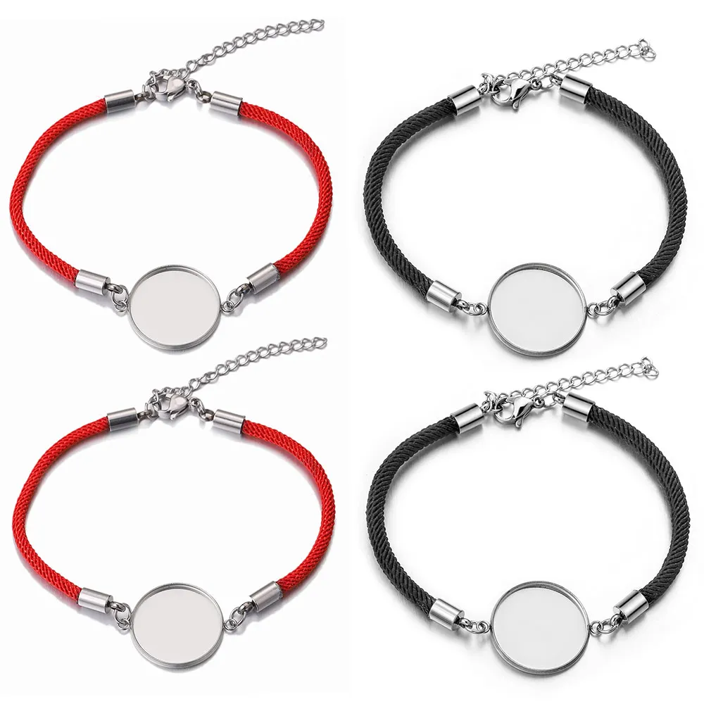 5pcs Lot Stainless Steel Rope Bracelet Round 20mm Cabochon Base for Bracelets DIY Jewelry Making Supplies Bulk Items Wholesale
