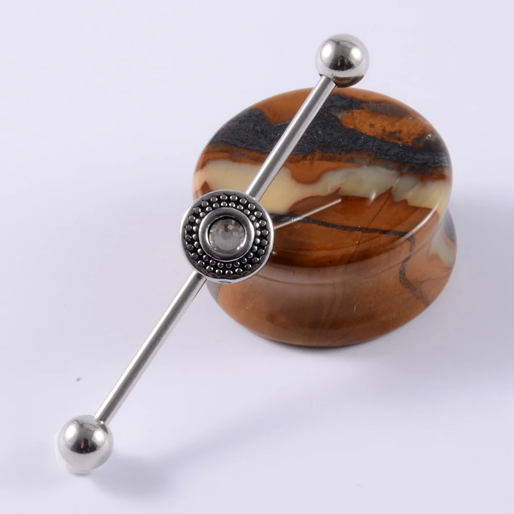 1PC Surgical Steel Industrial Barbell Ring Women Men Snake Straight Cartilage Earring Helix Unisex Ear Body Piercing Jewelry 14G