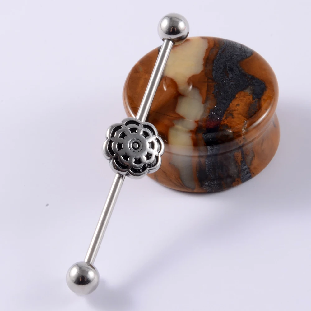 1PC Surgical Steel Industrial Barbell Ring Women Men Snake Straight Cartilage Earring Helix Unisex Ear Body Piercing Jewelry 14G