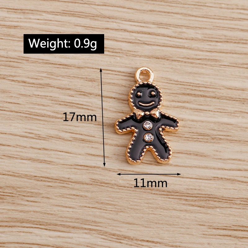 10pcs 11*17mm Enamel Gingerbread Man Charms Pendants for Necklaces Earrings DIY Cartoon Crystal Charms Jewelry Handmade Crafting
