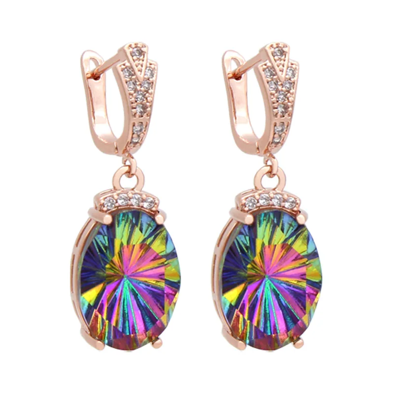 S&Z DESIGN 2021 New Fashion Luxury Large Oval Crystal Dangle Earrings Cubic Zirconia Earrings For Women Wedding Elegant Jewelry