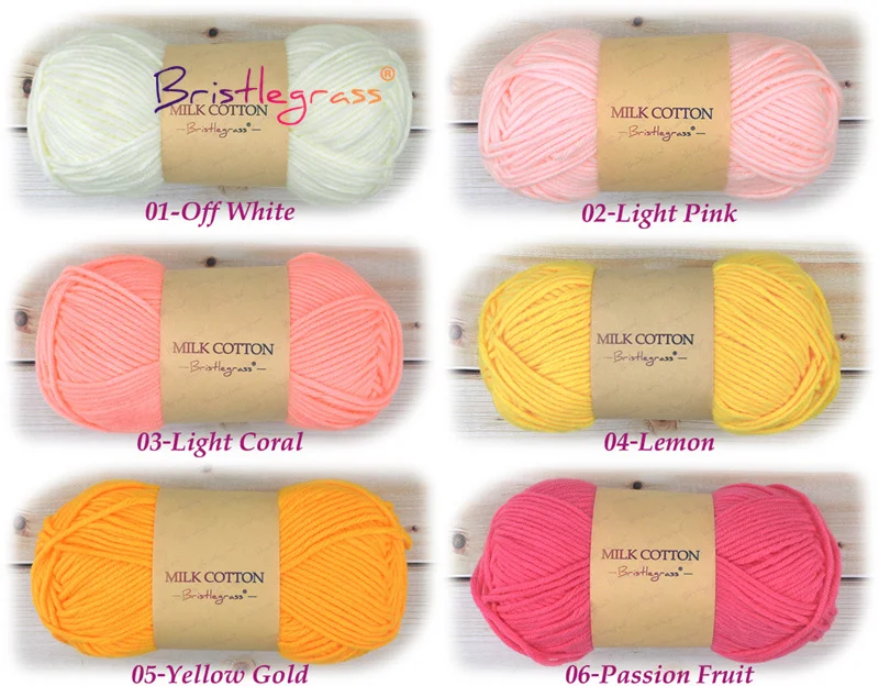 BRISTLEGRASS 1 Skein 50g Acrylic Crochet Yarn 5 Strand Milk Cotton Thread Baby Sweater Scarf Doll Fabric DIY Hand Knitting Craft