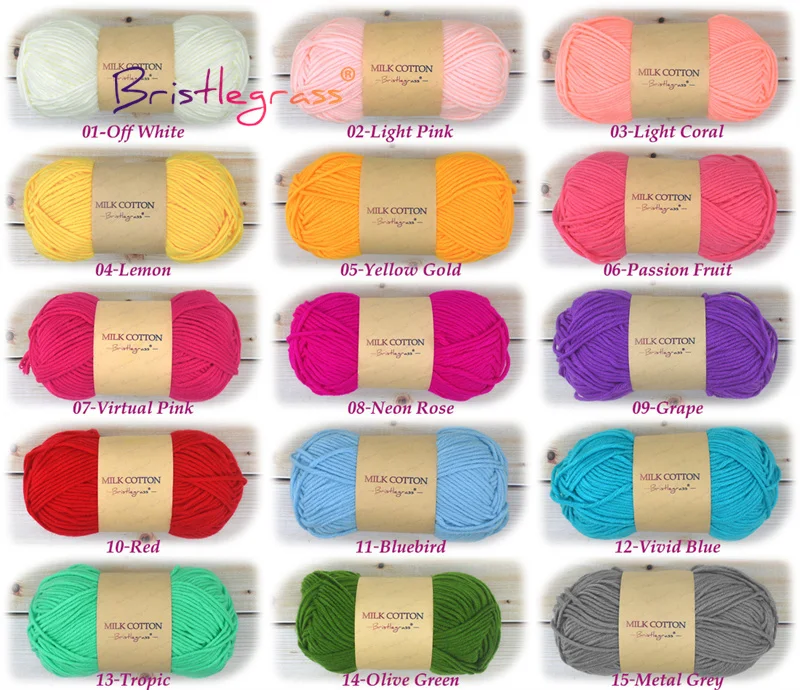 BRISTLEGRASS 1 Skein 50g Acrylic Crochet Yarn 5 Strand Milk Cotton Thread Baby Sweater Scarf Doll Fabric DIY Hand Knitting Craft