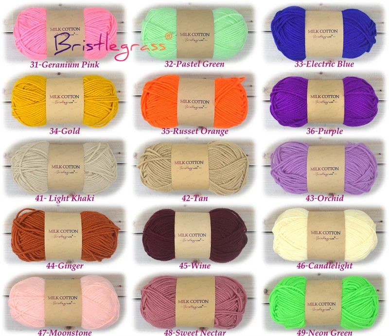 BRISTLEGRASS 1 Skein 50g Acrylic Crochet Yarn 5 Strand Milk Cotton Thread Baby Sweater Scarf Doll Fabric DIY Hand Knitting Craft