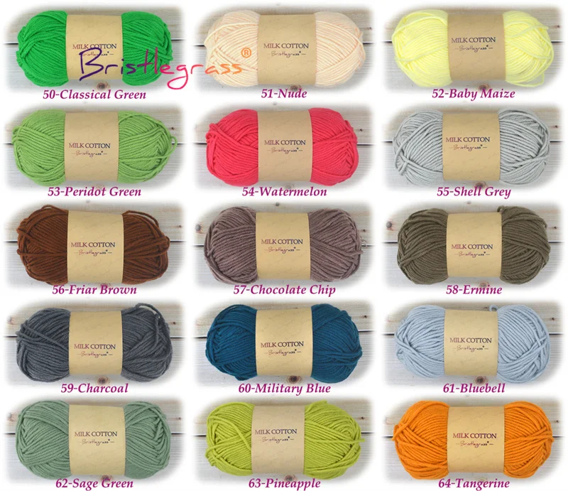BRISTLEGRASS 1 Skein 50g Acrylic Crochet Yarn 5 Strand Milk Cotton Thread Baby Sweater Scarf Doll Fabric DIY Hand Knitting Craft