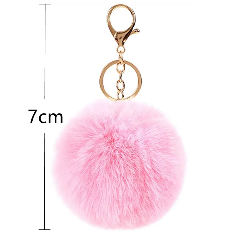 Cute Black Pompoms Ball Keychain Women Faux Rabbit Fur Car Key Chains Fluffy DIY Backpack Pendant Charms Gift Jewelry Accessorie