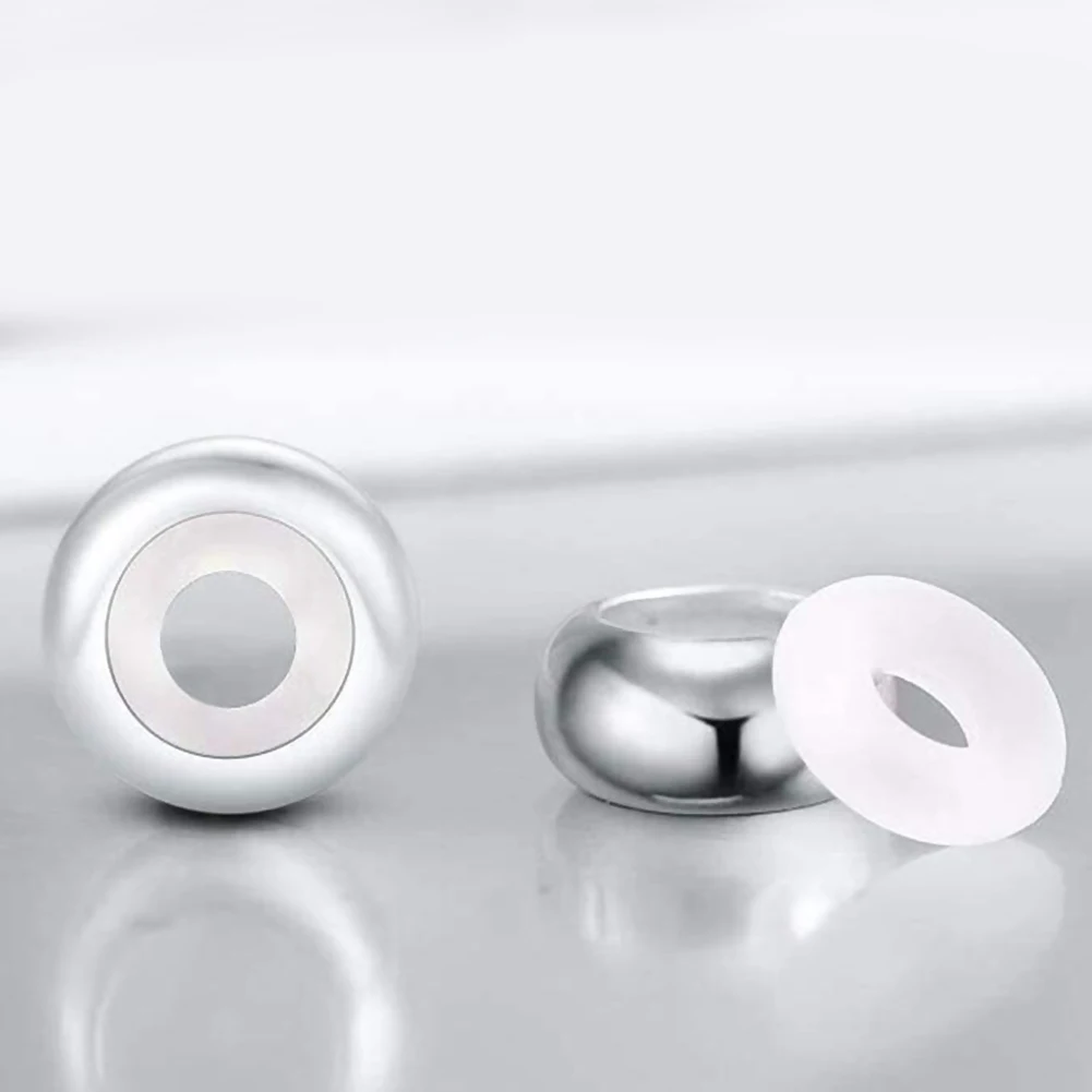 10pcs Stainless Steel Round Spacer Stopper Beads With Rubber Inside Fit Pandora Charms Bracelets Fashion Jewelry