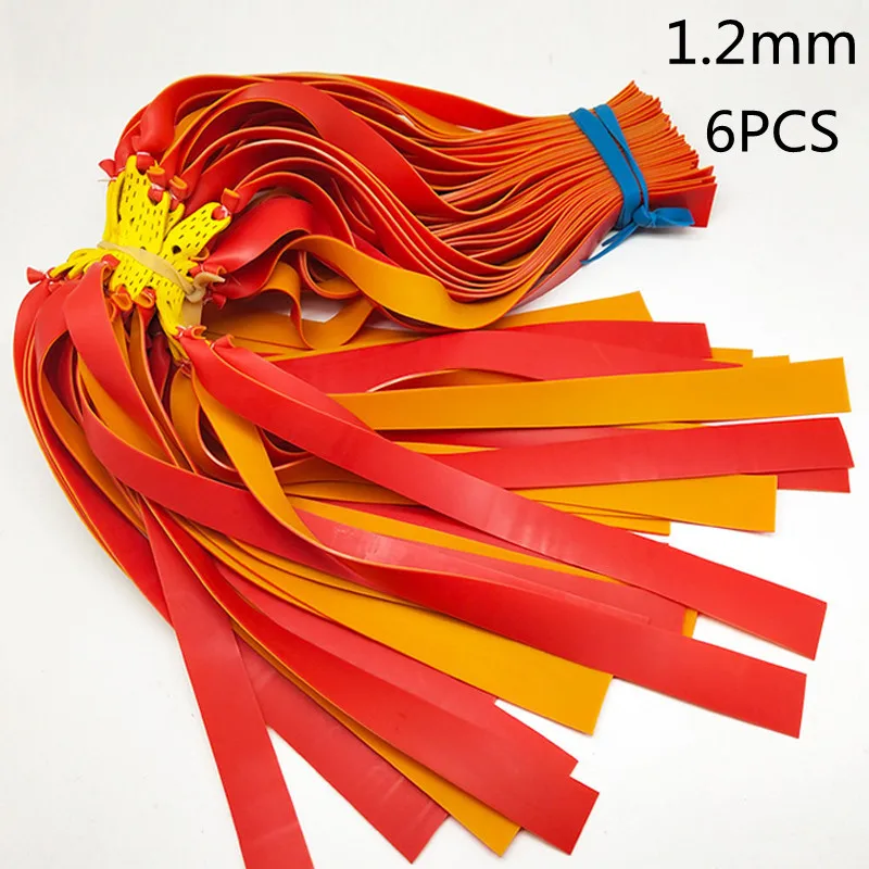 6PCS 0.55-1.2MM Thick Slingsshot Hunting Outdoor Hunting High Elastic Rubber Bands High-intensity Shooting Hunting Acessories