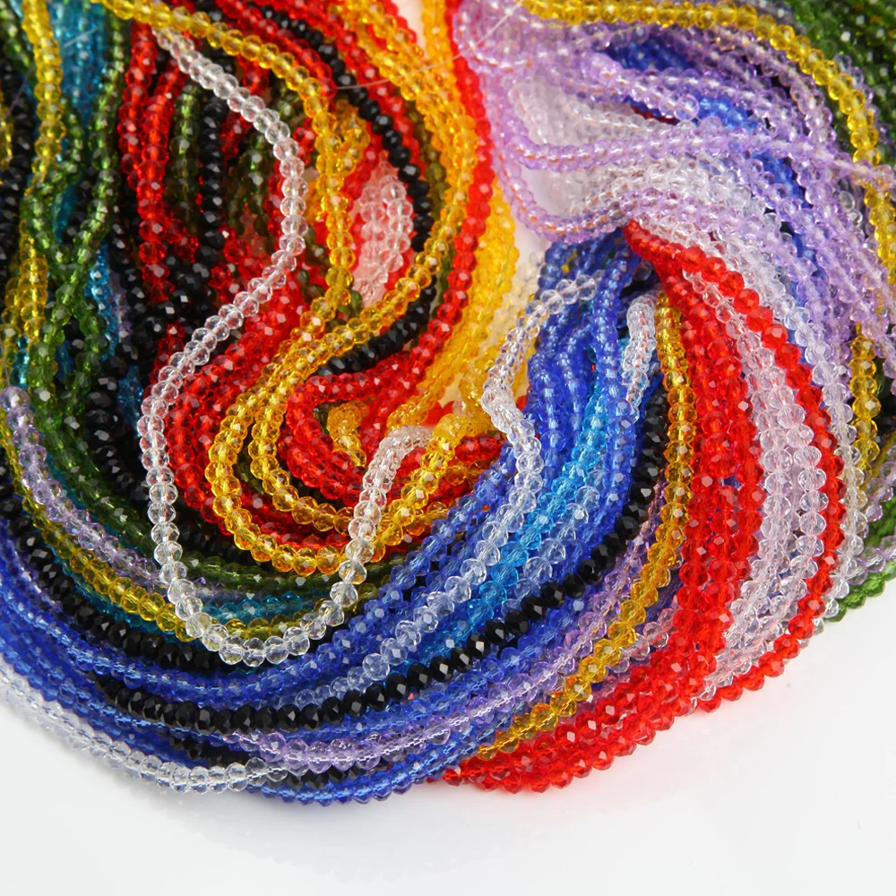 1strand 3*4mm 6mm Crystal Rondelle Beads Faceted Loose Spacer Glass Beads Multicolor Diy for Jewelry Making Bracelet Necklace