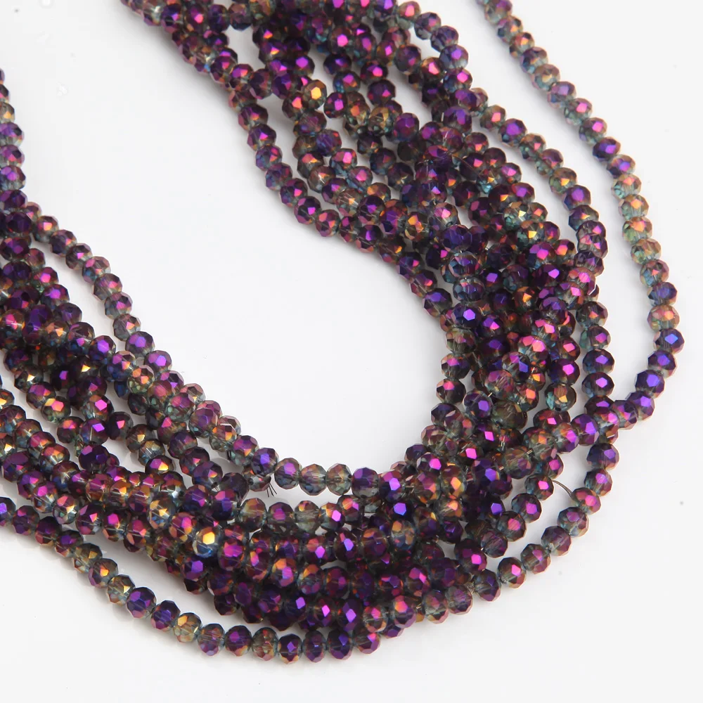1strand 3*4mm 6mm Crystal Rondelle Beads Faceted Loose Spacer Glass Beads Multicolor Diy for Jewelry Making Bracelet Necklace