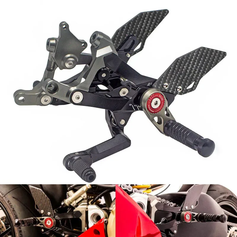 For Ducati Street Fighter V4 2018-2024 PANIGALE V4S V4 V4R V4 Motorcycle Whole CNC & Carbon Fiber Racing Rearset