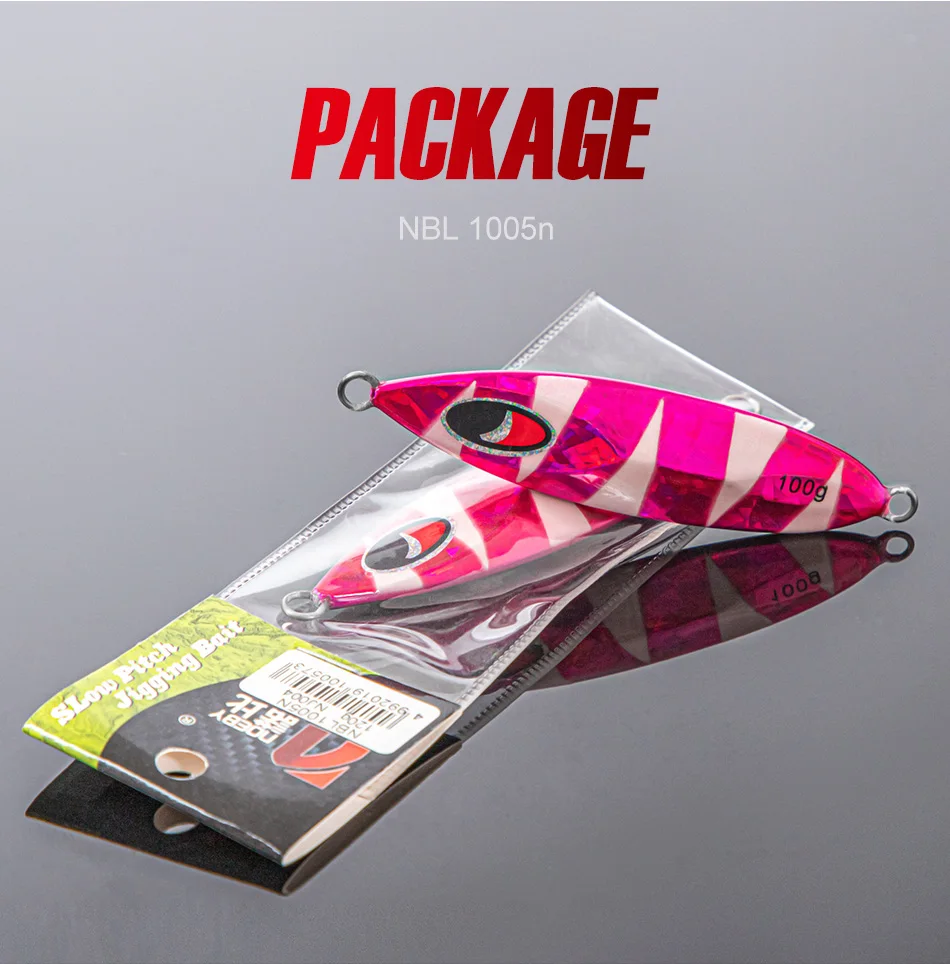 NOEBY Luminous Slow Pitch Jig 60-210g Metal Jig Slow Fall Saltwater Boat Fishing Offshore Jigging