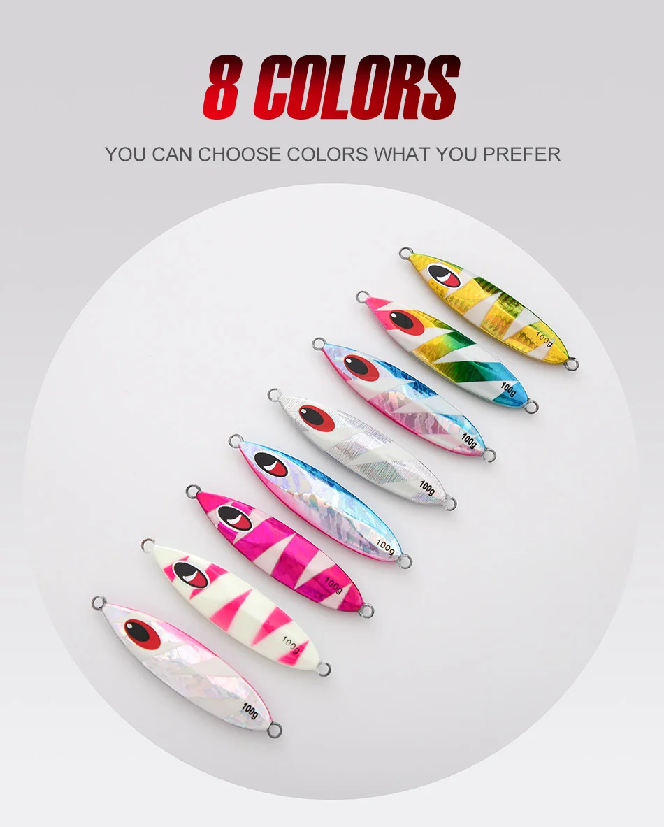 NOEBY Luminous Slow Pitch Jig 60-210g Metal Jig Slow Fall Saltwater Boat Fishing Offshore Jigging