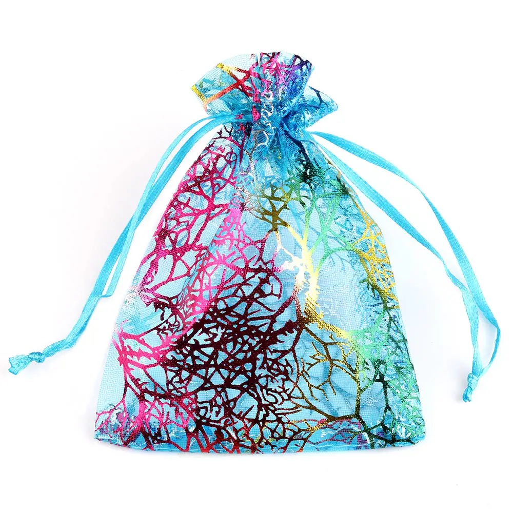 25pcs/50pcs Organza Gift Bags 7x9/9x12/10x15/13x18cm Jewelry Packaging Bags Wedding Present Drawable Tree Pattern Packing Bags