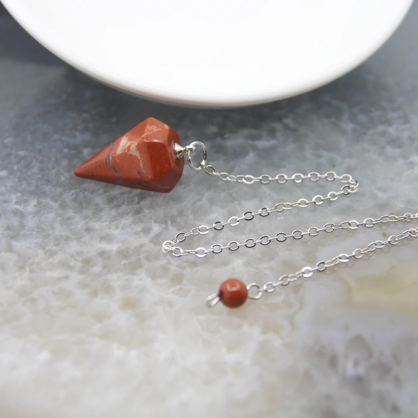 Natural Quartz Reiki Healing Pendulum,for Dowsing Spiritual Divination Cone Crystal Quartz Pendulos Small Size Necklace Jewelry